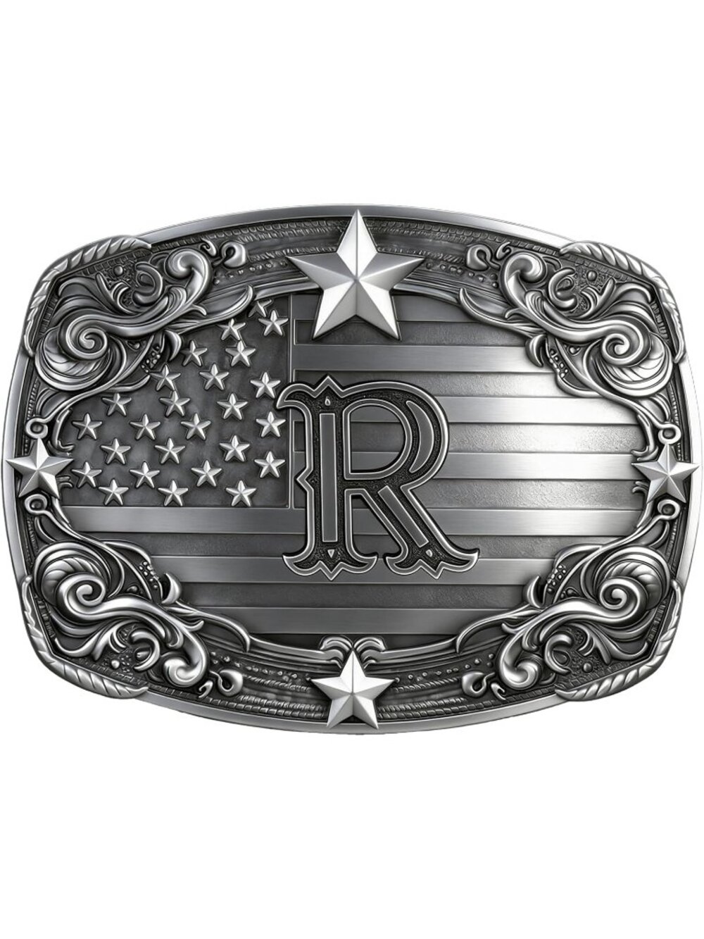 Men W Vintage Western Buckle Initial Letter Cowboy Belt